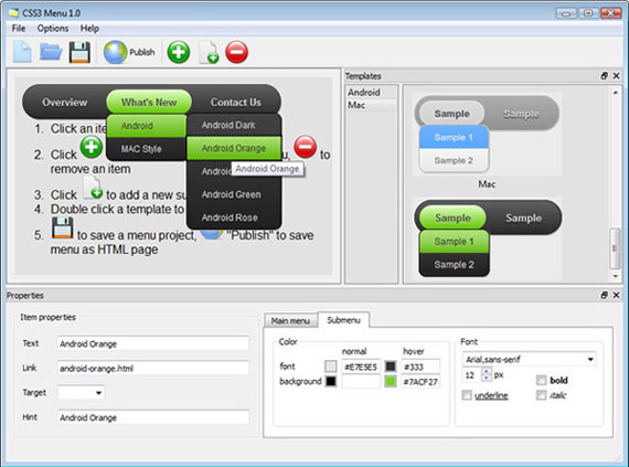 AJAX Menu gui screenshot